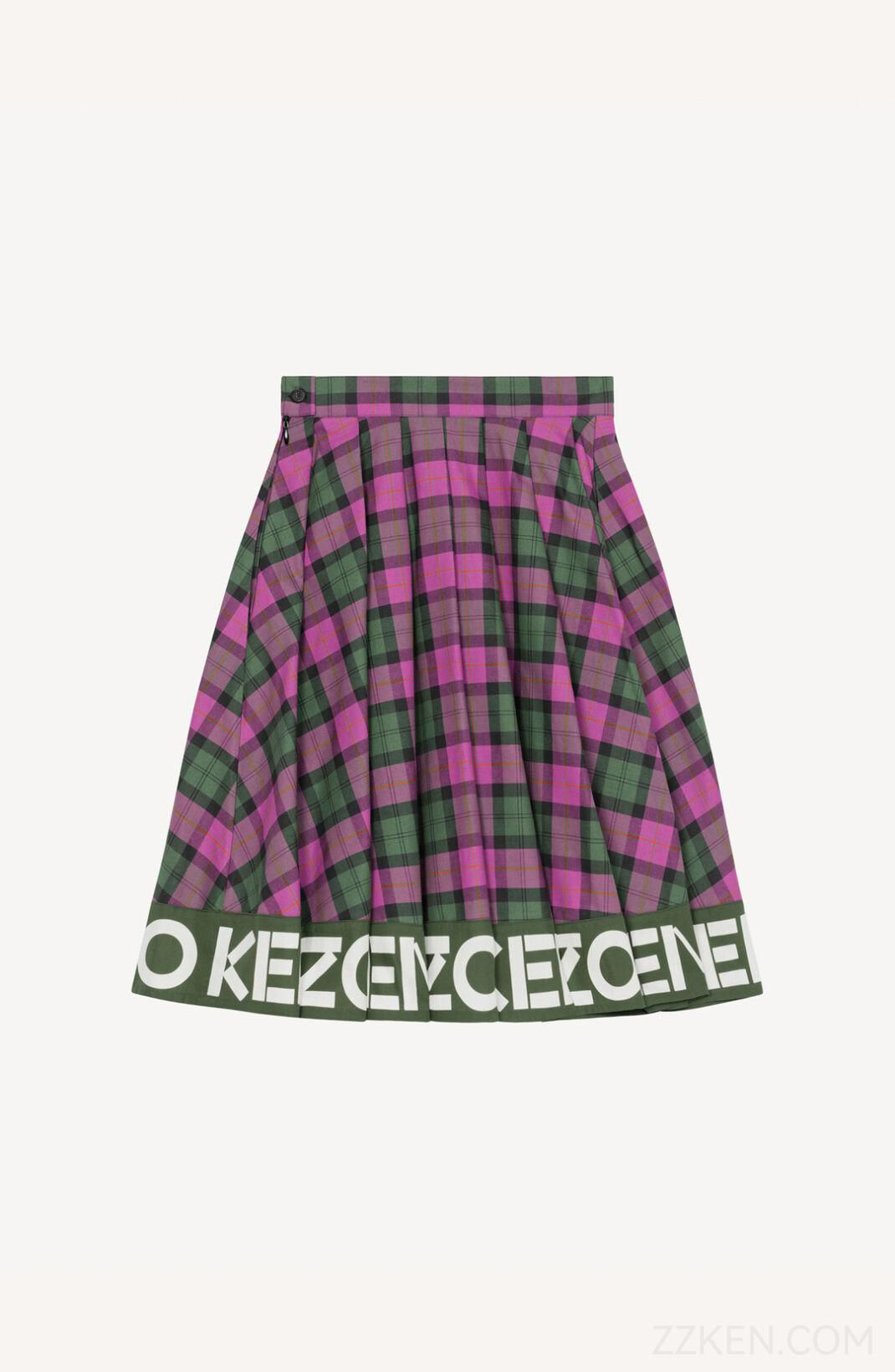 KENZO 高田贤三高田贤三KENZO 喇叭格纹半身裙颜色深紫红色- ZZKEN